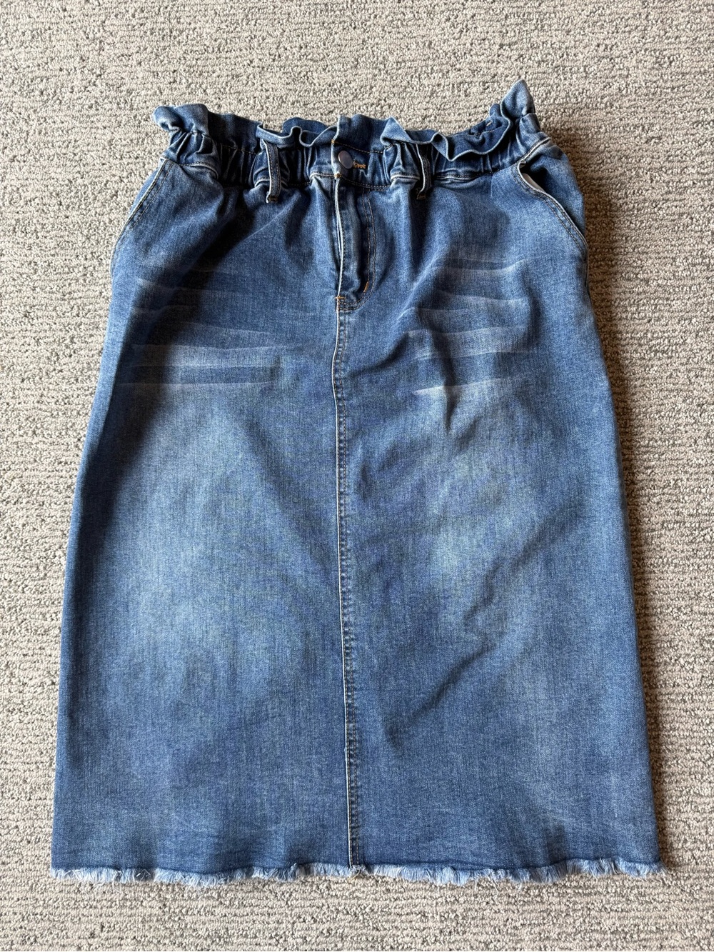 Hayden Los Angeles Anthropologie High-Rise Denim Paperbag Midi Skirt - Blue